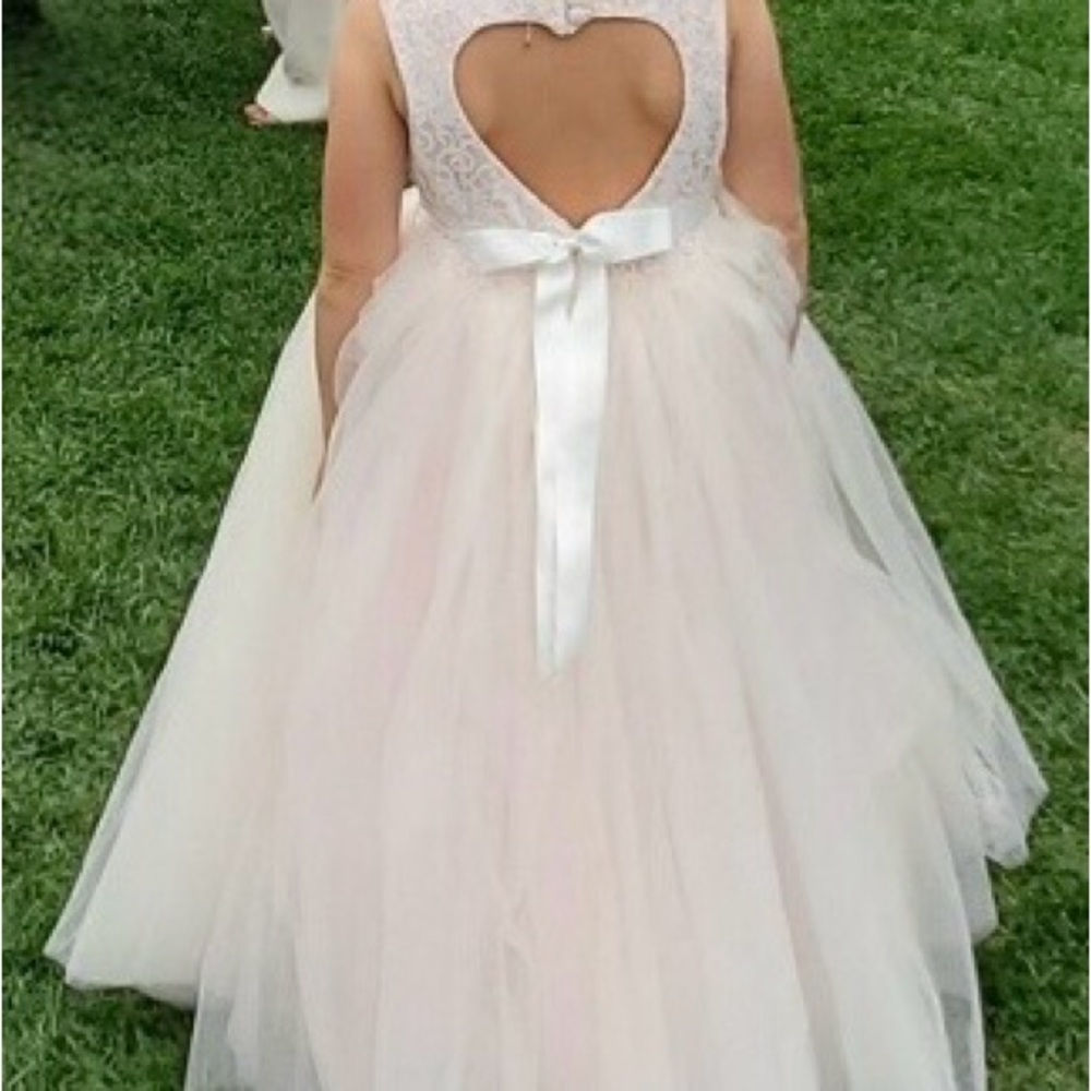 David's Bridal Ivory Kids Dress with Heart Cutout